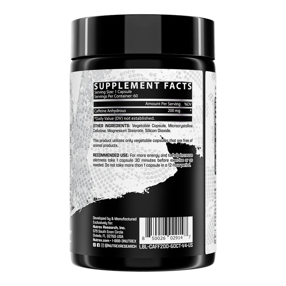 Cafeína 200 mg – Bodytech (60 cápsulas)
