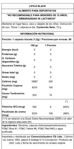 Lipo-6 Black Ultra Concentrado – Termogénico Extremo de Nutrex (60 cápsulas)