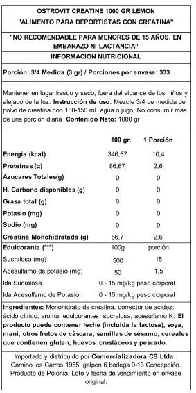 Creatina Ostrovit 1000 G Lemon