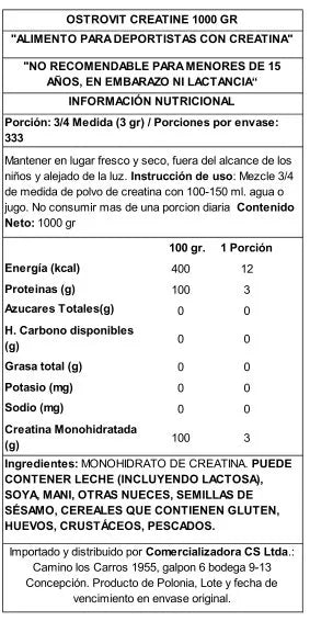 Ostrovit Creatina 1000 G Sin Sabor