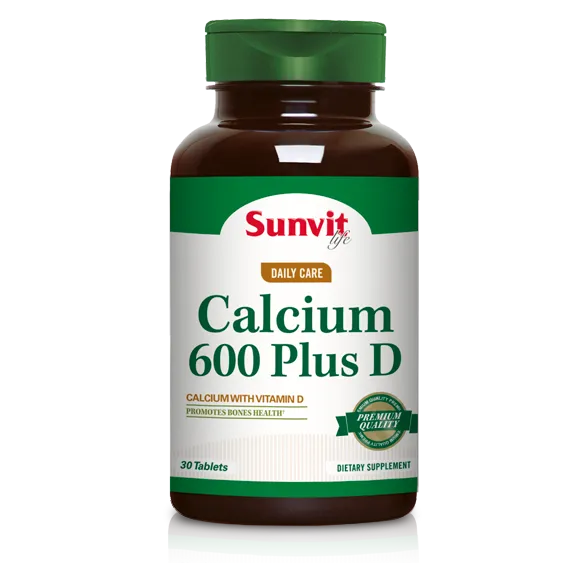 Calcio 600 PLUS + Vitamina D – SUNVIT (30 tabletas)