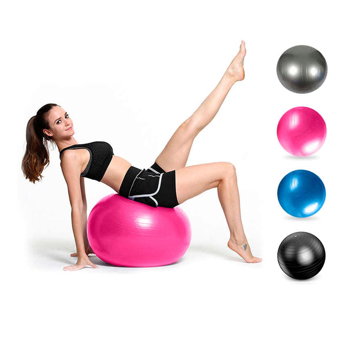 Balón de Ejercicio 65 cm con Bombín, para Yoga, Pilates, Ejercicio Terapéutico