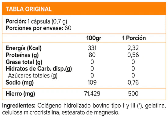 COLLAGENO 500MG  60 CAPS MARCA SVL